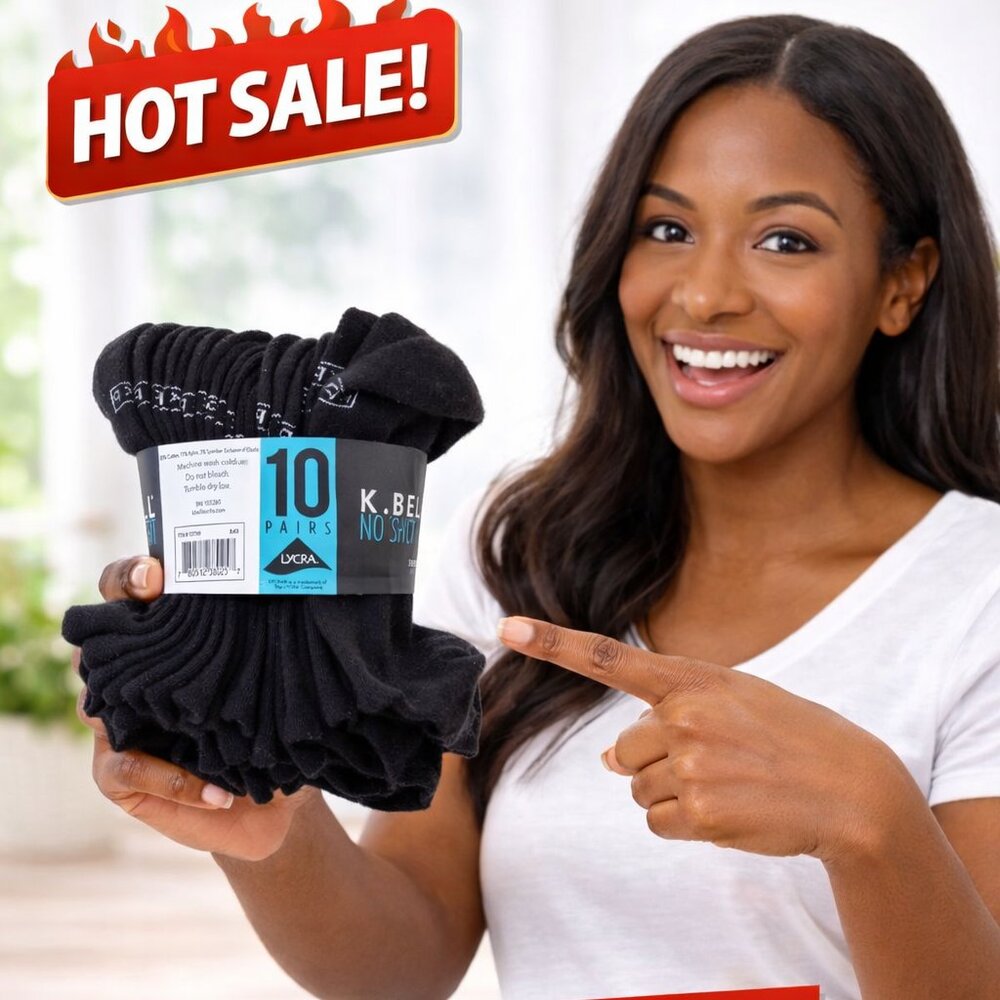 K. Bell Ladies' No Show Sock, 10-pair ~ Casual Yoga Running Socks for Women